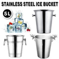 5L Stainless Steel Ice Bucket Champagne Wine Bucket Hotel Bar Ice Container - Circular Ring V528-ICE-BUCKET-LUXURY-257924