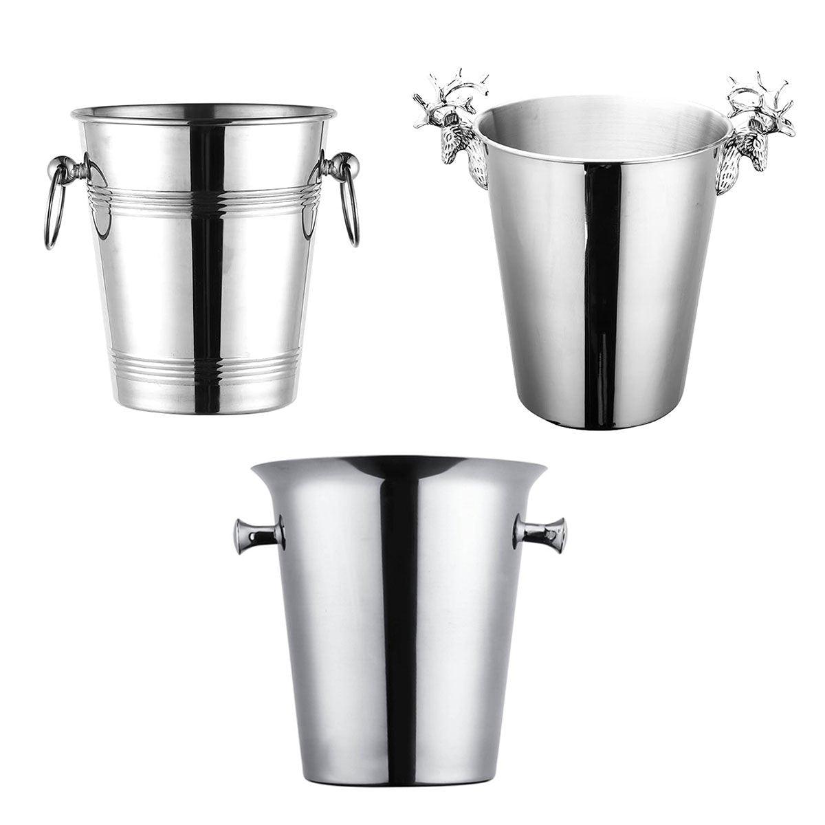 5L Stainless Steel Ice Bucket Champagne Wine Bucket Hotel Bar Ice Container - Circular Ring V528-ICE-BUCKET-LUXURY-257924