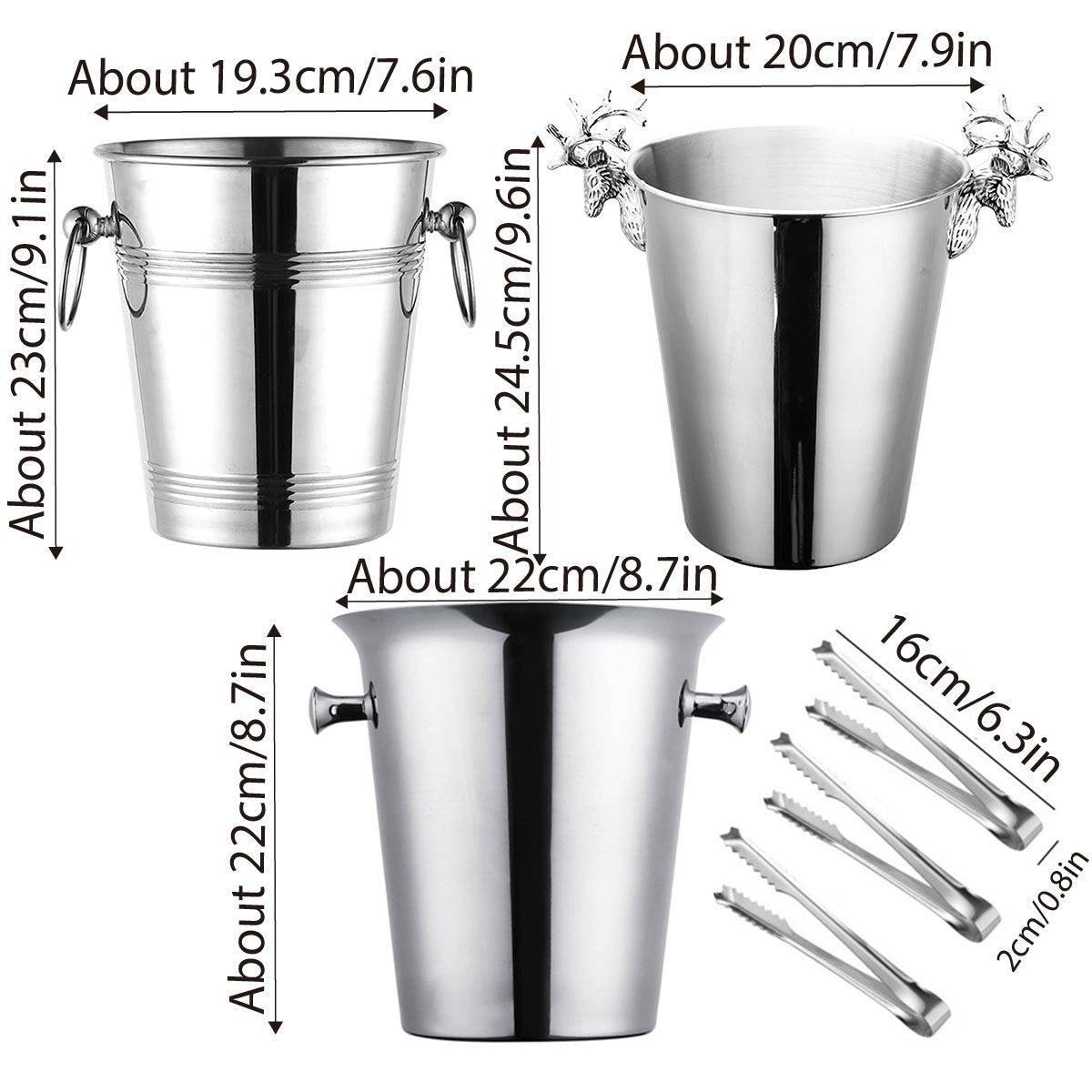5L Stainless Steel Ice Bucket Champagne Wine Bucket Hotel Bar Ice Container - Circular Ring V528-ICE-BUCKET-LUXURY-257924