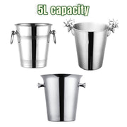 5L Stainless Steel Ice Bucket Champagne Wine Bucket Hotel Bar Ice Container - Circular Ring V528-ICE-BUCKET-LUXURY-257924