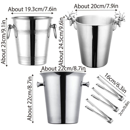 5L Stainless Steel Ice Bucket Champagne Wine Bucket Hotel Bar Ice Container - Moose V528-ICE-BUCKET-MOOSE-741574