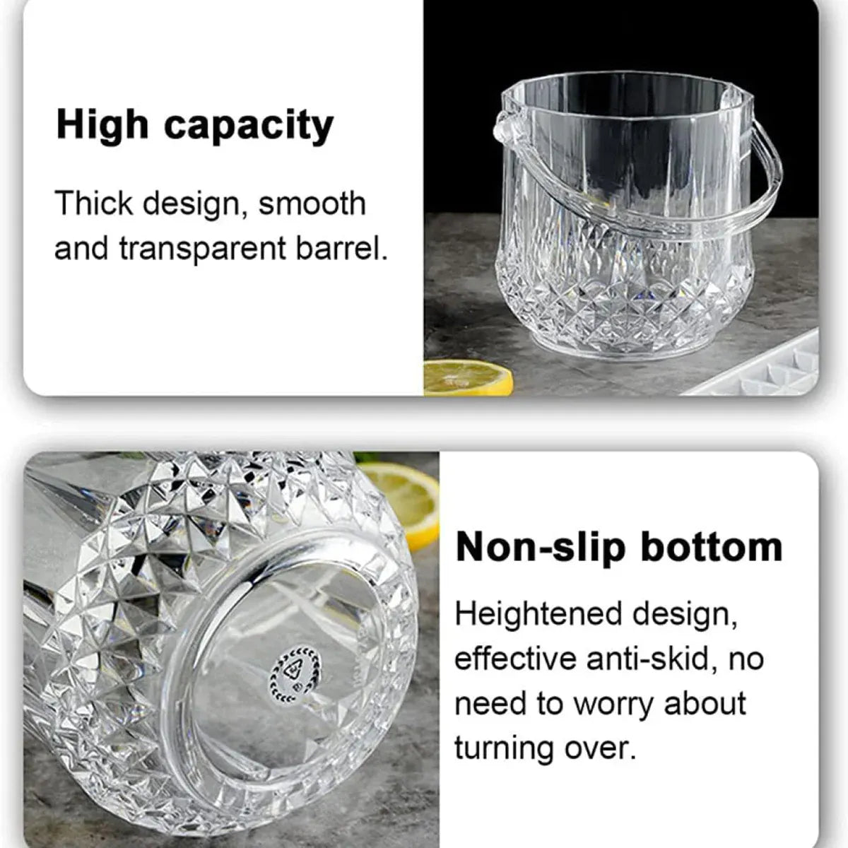 Acrylic Ice Bucket Transparent Champagne Cooler Home Bar Wine Chiller Bucket - Crystal V528-ICE-BUCKET-SJ-701599