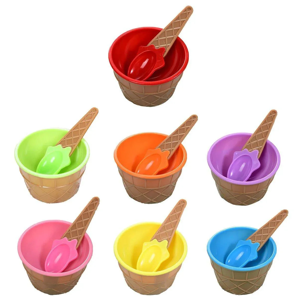 7Pc Set Colourful Ice Cream Cups and Bowls with Spoons Dessert Gift Set V528-ICE-CREAM-BOWL-7PCS-548776
