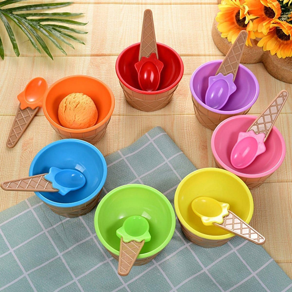 7Pc Set Colourful Ice Cream Cups and Bowls with Spoons Dessert Gift Set V528-ICE-CREAM-BOWL-7PCS-548776
