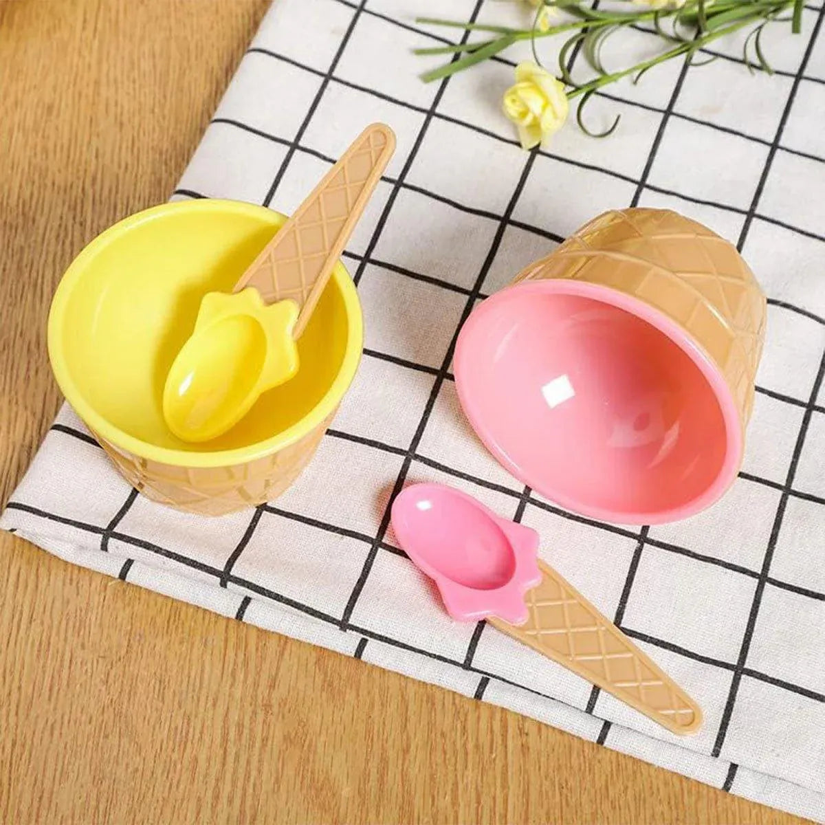 7Pc Set Colourful Ice Cream Cups and Bowls with Spoons Dessert Gift Set V528-ICE-CREAM-BOWL-7PCS-548776