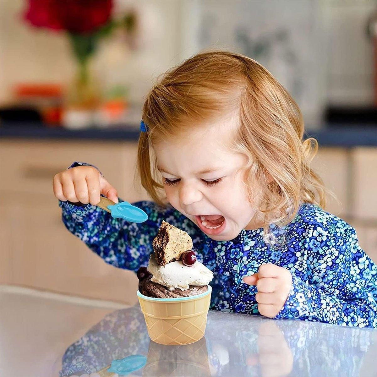 7Pc Set Colourful Ice Cream Cups and Bowls with Spoons Dessert Gift Set V528-ICE-CREAM-BOWL-7PCS-548776