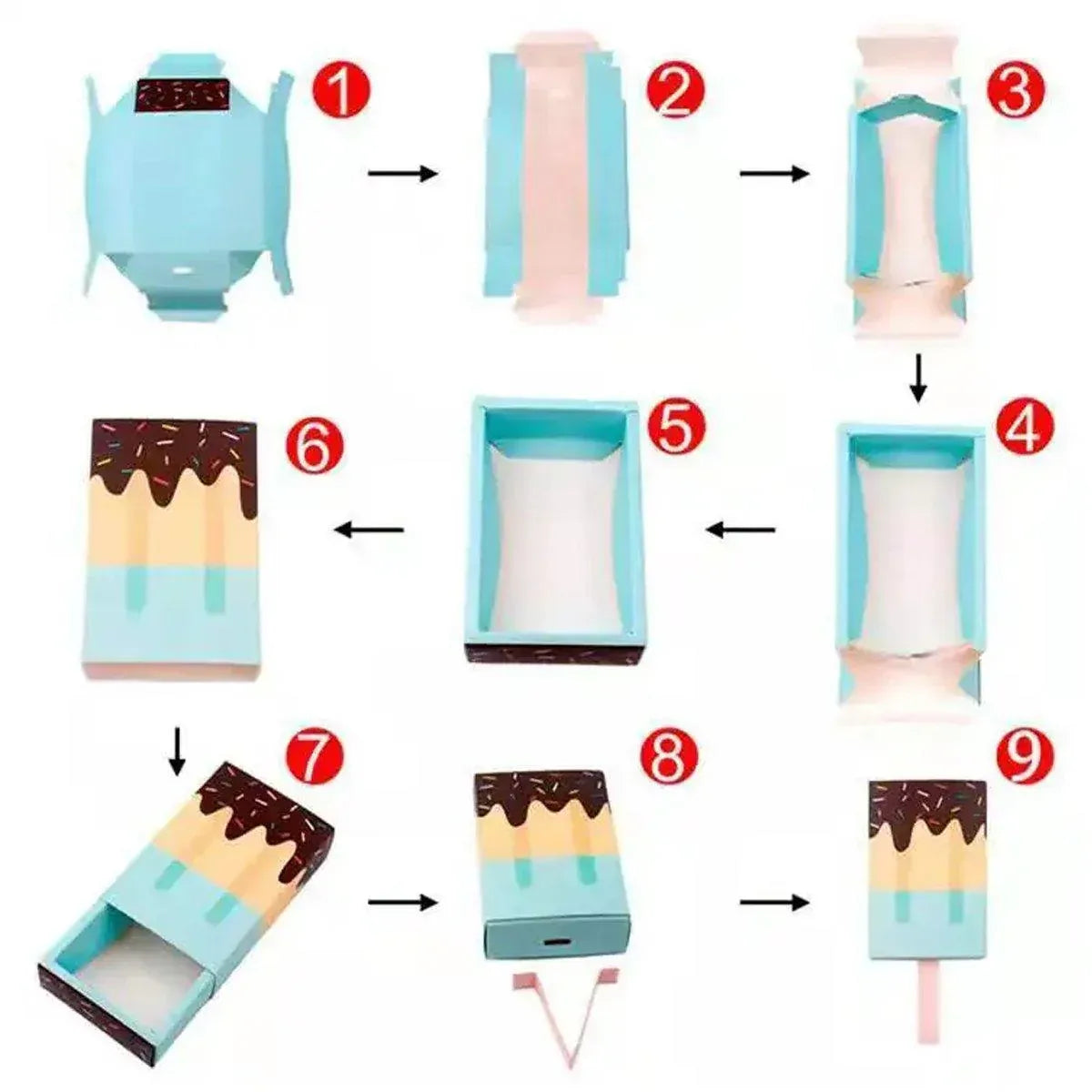 50PCS Creative Ice Cream Candy Gift Boxes Fruit Shaped Party Favor Packaging Box - Blue V528-ICE-CREAM-BOX-50PCS-BLUE-652354