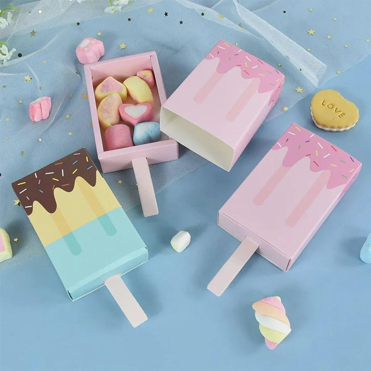 50PCS Creative Ice Cream Candy Gift Boxes Fruit Shaped Party Favor Packaging Box - Pink V528-ICE-CREAM-BOX-50PCS-PINK-224453