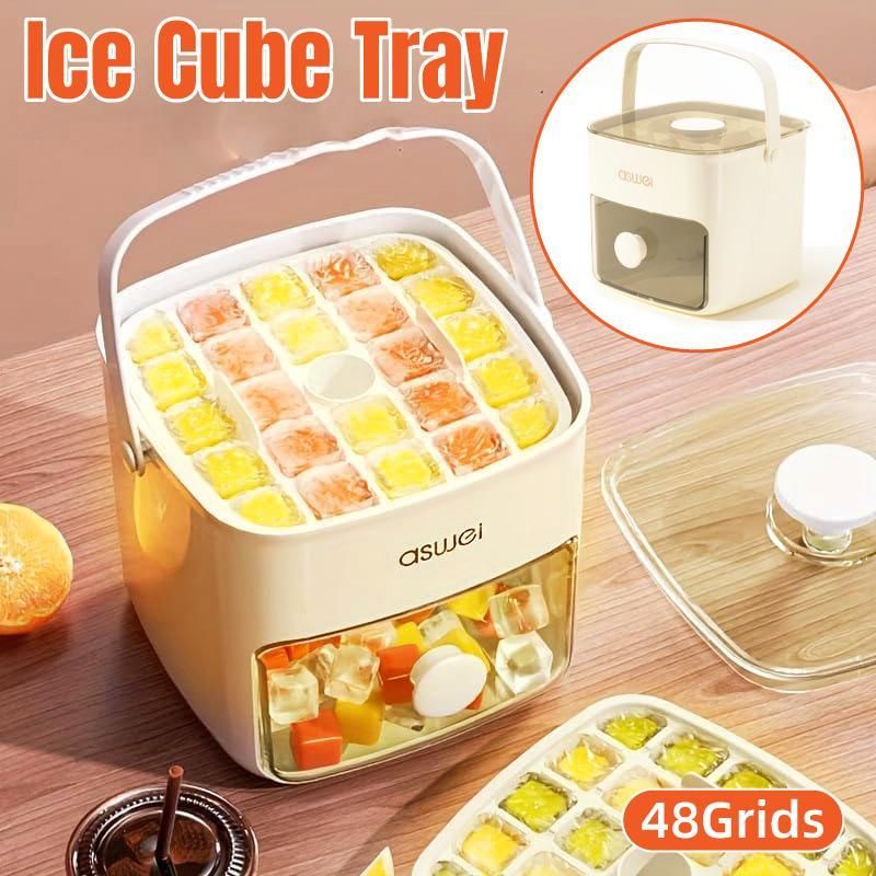 Portable Ice Compartment Cube Mold Plastic Ice Making Box and Ice Cube Holder V528-ICE-CUBE-MOLD-120429