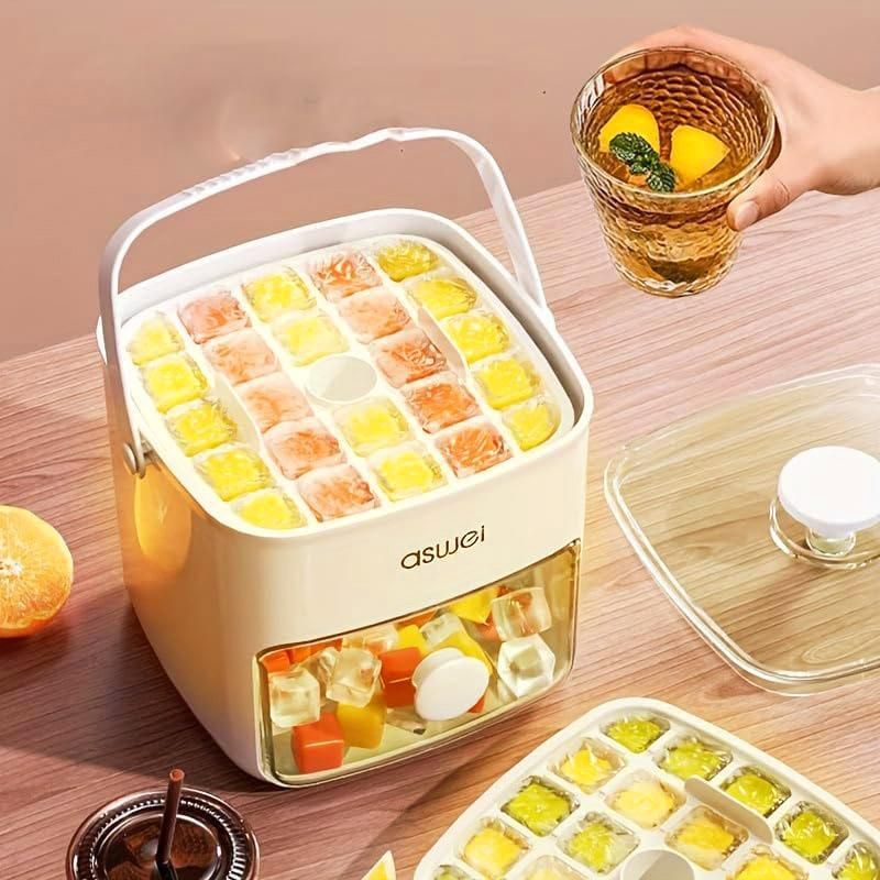 Portable Ice Compartment Cube Mold Plastic Ice Making Box and Ice Cube Holder V528-ICE-CUBE-MOLD-120429
