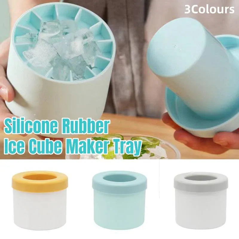 Silicone Ice Cube Tray Mould Ice Box Compartment Bucket for Easy Ice Making - Gray V528-ICE-GREY-123560