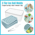 3 Layer Ice Cube Tray Mold Home Ice Compartment Press for Freezer Storage V528-ICE-TRAY-3-BLUE-679995