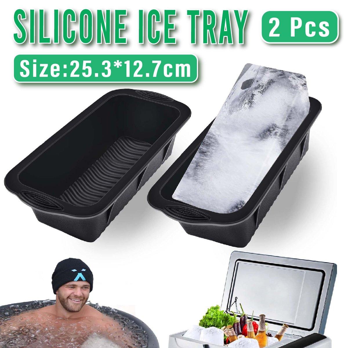 2PCS Reusable Silicone Ice Blocks Large Cube Tray for Drinks and Cocktails V528-ICE-TRAY-BLACK-2PCS-508019