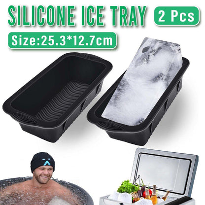2PCS Reusable Silicone Ice Blocks Large Cube Tray for Drinks and Cocktails V528-ICE-TRAY-BLACK-2PCS-508019
