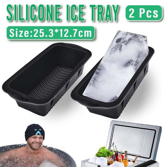 2PCS Reusable Silicone Ice Blocks Large Cube Tray for Drinks and Cocktails V528-ICE-TRAY-BLACK-2PCS-508019