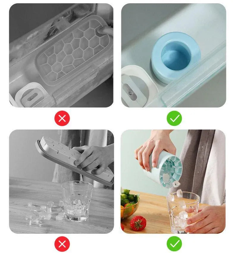 Silicone Ice Cube Tray Mould Ice Box Compartment Bucket for Easy Ice Making - Yellow V528-ICE-YELLOW-465055