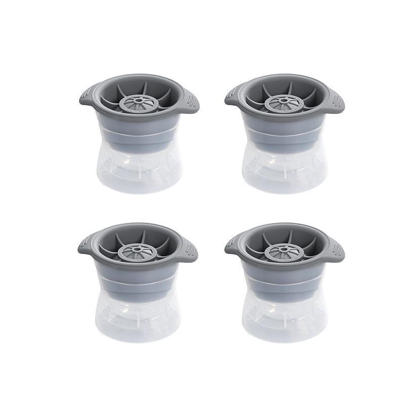 4PCS Whiskey Cocktail Sphere ICE Ball Mold Cube Maker Jelly Silicone Mould Set - Grey V528-ICEBALLMAKER-GREY-4PCS-230943