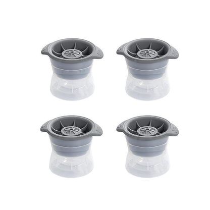 4PCS Whiskey Cocktail Sphere ICE Ball Mold Cube Maker Jelly Silicone Mould Set - Grey V528-ICEBALLMAKER-GREY-4PCS-230943