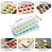 4Pcs Ice Cube Tray With Lid Easy Release Silicone Mould 14 Cubes Container Mold - Green V528-ICECUBEMOLD-GREEN-4PCS-97119