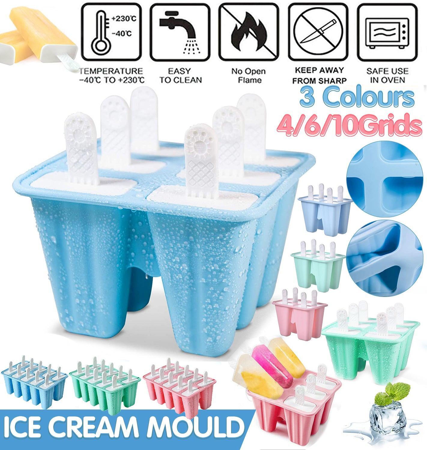 Silicone Ice Cream Mould Block Frozen Molds Icy Pole Jelly Popsicle - Pink-6Grid V528-ICEMOLD-6GRID-PINK-21945