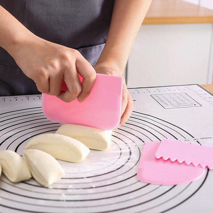 3Pcs Dough Cutter Icing Scraper Kitchen Tool Pastry Bowl Divider Bench Fondant - Blue V528-ICINGSCRAPER-BLUE-3PCS-711282