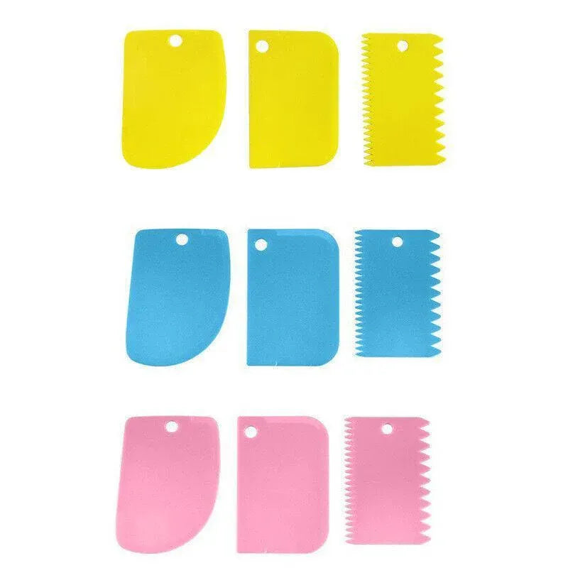 3Pcs Dough Cutter Icing Scraper Kitchen Tool Pastry Bowl Divider Bench Fondant - Pink V528-ICINGSCRAPER-PINK-3PCS-697298