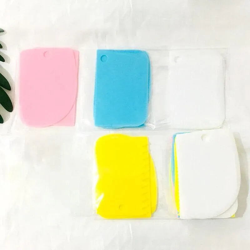 3Pcs Dough Cutter Icing Scraper Kitchen Tool Pastry Bowl Divider Bench Fondant - Pink V528-ICINGSCRAPER-PINK-3PCS-697298