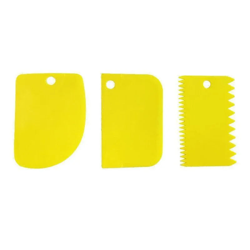 3Pcs Dough Cutter Icing Scraper Kitchen Tool Pastry Bowl Divider Bench Fondant - Yellow V528-ICINGSCRAPER-YELLOW-3PCS-169276