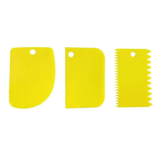 3Pcs Dough Cutter Icing Scraper Kitchen Tool Pastry Bowl Divider Bench Fondant - Yellow V528-ICINGSCRAPER-YELLOW-3PCS-169276