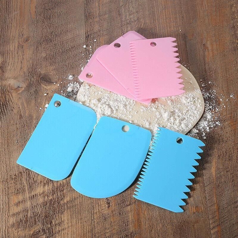 3Pcs Dough Cutter Icing Scraper Kitchen Tool Pastry Bowl Divider Bench Fondant - Yellow V528-ICINGSCRAPER-YELLOW-3PCS-169276
