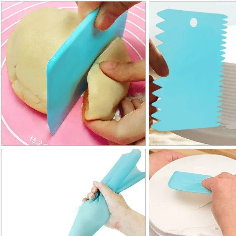 3Pcs Dough Cutter Icing Scraper Kitchen Tool Pastry Bowl Divider Bench Fondant - Yellow V528-ICINGSCRAPER-YELLOW-3PCS-169276