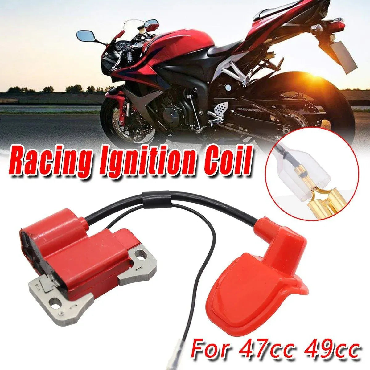 High Voltage Red Ignition Coil Pack for 47cc 49cc Dirt Bike ATV Mini Moto V528-IGNITION-COIL-626753