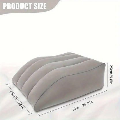 Inflatable PVC Leg Pillow Wedge Triangle Foot Cushion Flocking - Blue V528-INFLATABLE-PILLOW-BLUE-380614