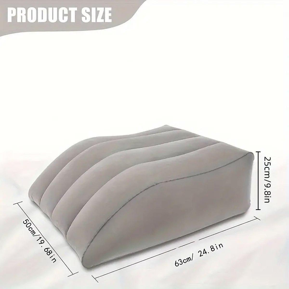 Inflatable PVC Leg Pillow Wedge Triangle Foot Cushion Flocking - Grey V528-INFLATABLE-PILLOW-GREY-512739