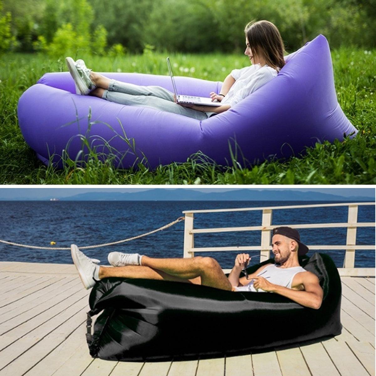 Fast Inflatable Lazy Lounge Air Sofa Bed Camping Beach Hangout Sleeping Bag - Green V528-INFLATABLE-SOFA-GREEN-118820