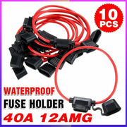 10Pcs 12V 40A Waterproof Standard Blade Inline Fuse Holder V528-INLINEFUSEHOLDER-10PCS-282199