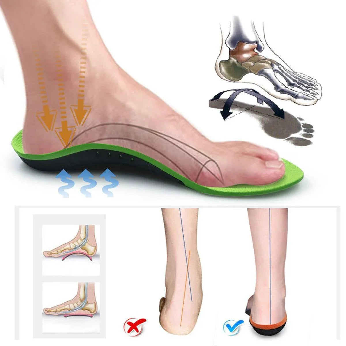 4 SizesOrthotic Insoles Arch Support for Flat Feet High Arches Plantar Fasciitis - L V528-INSOLES-L-128621