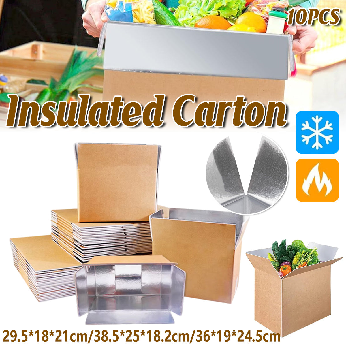 10pcs Insulated Carton Cold Chain Packaging Box Seafood Fresh Fruits Storage - 38.5x25x18.2cm V528-INSULATE-BOX-10PCS-582512