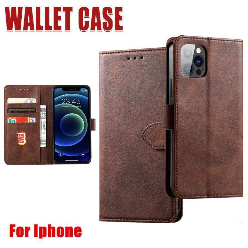 Brown Wallet Leather Flip Case Cover For iPhone 7 8 6 6S Plus X 11 12 13 Pro XS Max XR - iPhone 14 Plus V528-IP14PLUS-BROWN-949746