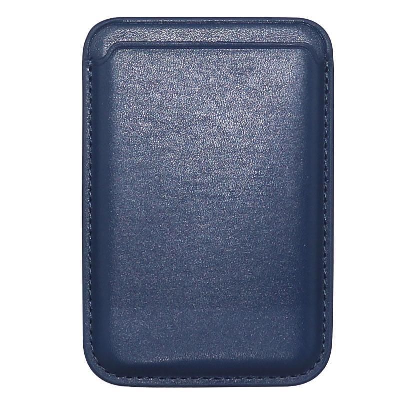 Leather Card Holder Wallet Pocket for iPhone 14 13 Pro Max with Snap-On Attachment - Blue V528-IPHONECARDHOLDER-BLUE-302758