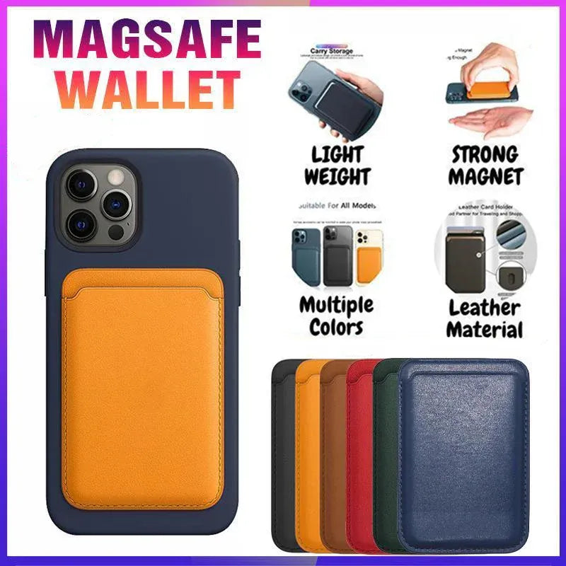 Leather Card Holder Wallet Pocket for iPhone 14 13 Pro Max with Snap-On Attachment - Blue V528-IPHONECARDHOLDER-BLUE-302758