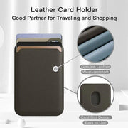 Leather Card Holder Wallet Pocket for iPhone 14 13 Pro Max with Snap-On Attachment - Blue V528-IPHONECARDHOLDER-BLUE-302758