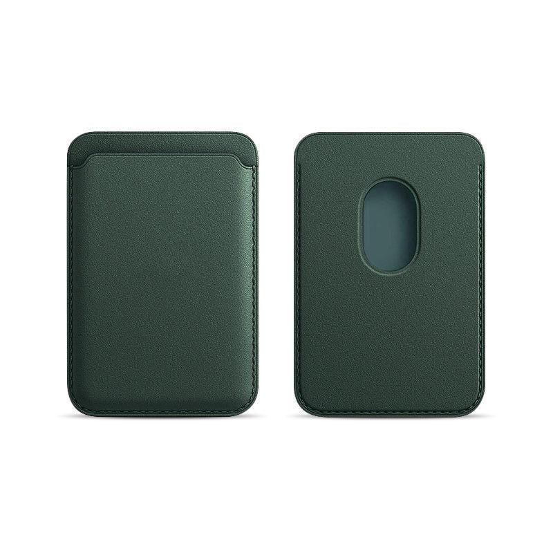 Leather Card Holder Wallet Pocket for iPhone 14 13 Pro Max with Snap-On Attachment - Green V528-IPHONECARDHOLDER-DARKGREEN-363426