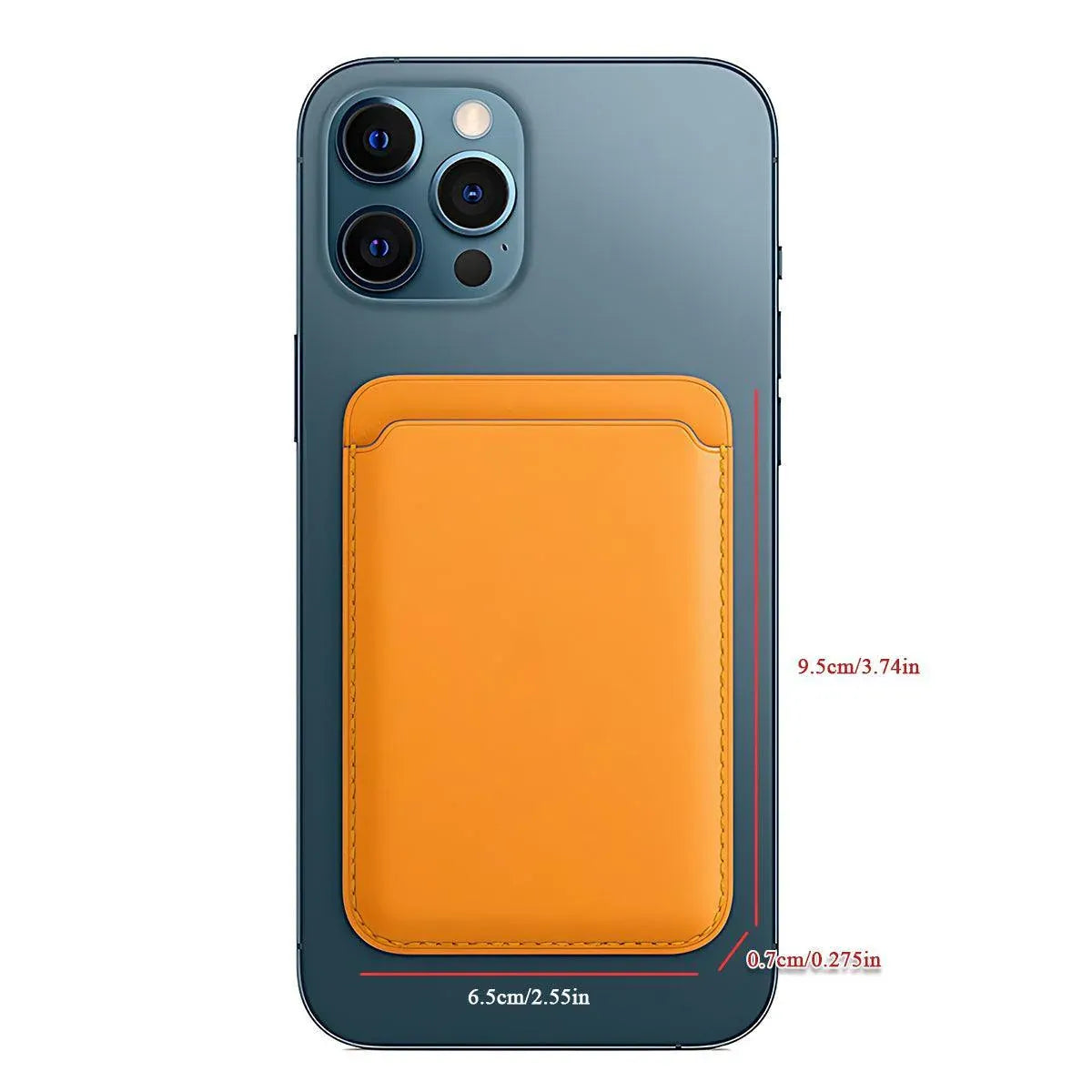 Leather Card Holder Wallet Pocket for iPhone 14 13 Pro Max with Snap-On Attachment - Light Brown V528-IPHONECARDHOLDER-KHAKI-768251