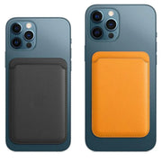 Leather Card Holder Wallet Pocket for iPhone 14 13 Pro Max with Snap-On Attachment - Light Brown V528-IPHONECARDHOLDER-KHAKI-768251