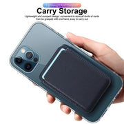 Leather Card Holder Wallet Pocket for iPhone 14 13 Pro Max with Snap-On Attachment - Light Brown V528-IPHONECARDHOLDER-KHAKI-768251