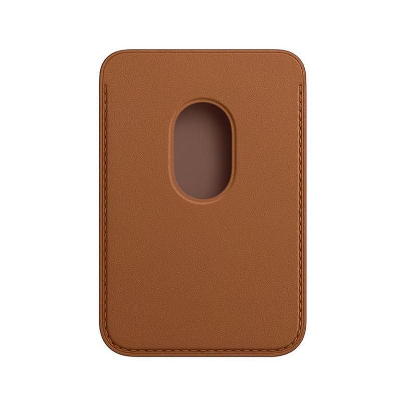 Leather Card Holder Wallet Pocket for iPhone 14 13 Pro Max with Snap-On Attachment - Light Brown V528-IPHONECARDHOLDER-KHAKI-768251