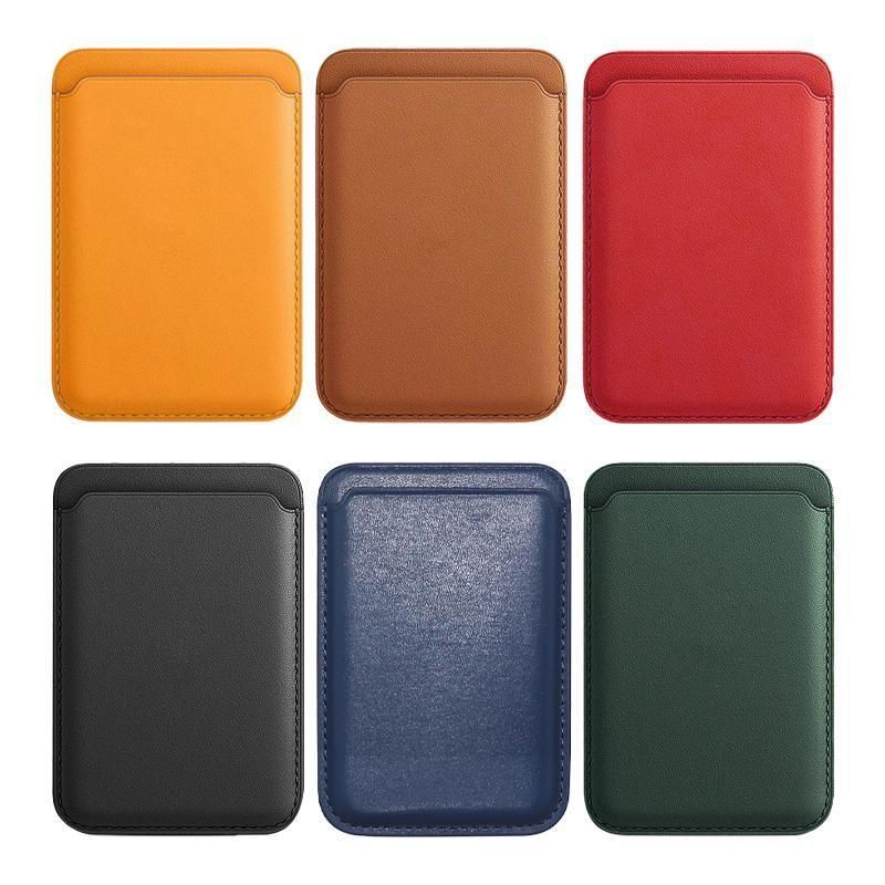 Leather Card Holder Wallet Pocket for iPhone 14 13 Pro Max with Snap-On Attachment - Red V528-IPHONECARDHOLDER-RED-731946