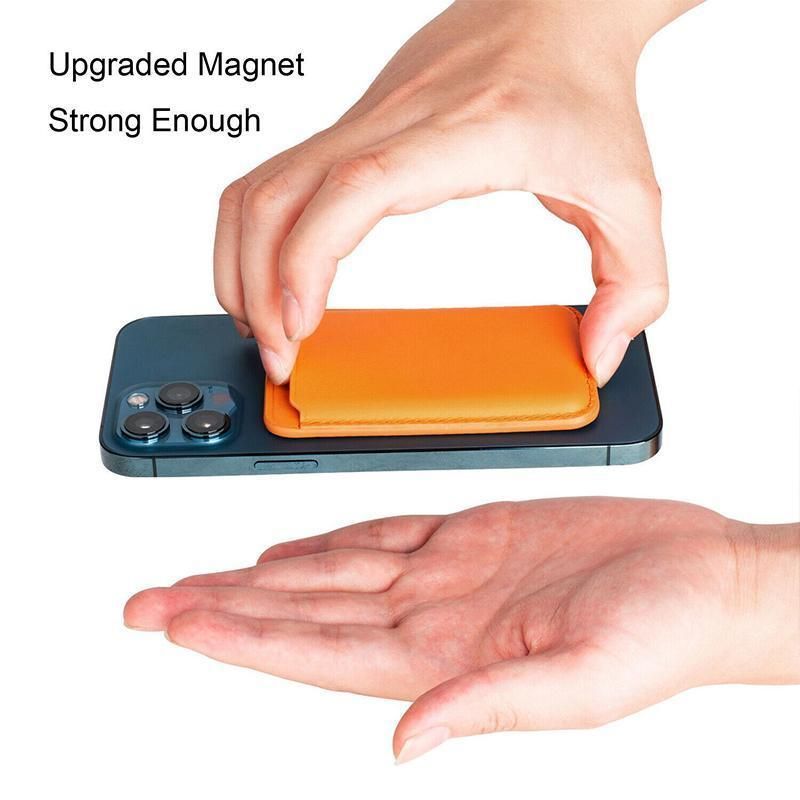 Leather Card Holder Wallet Pocket for iPhone 14 13 Pro Max with Snap-On Attachment - Red V528-IPHONECARDHOLDER-RED-731946