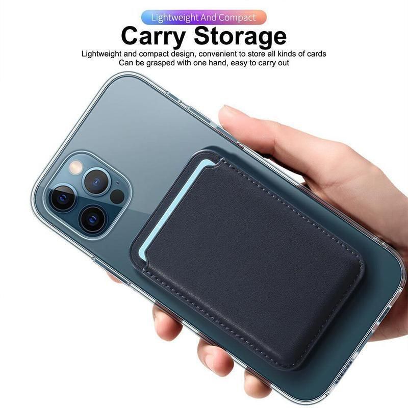 Leather Card Holder Wallet Pocket for iPhone 14 13 Pro Max with Snap-On Attachment - Red V528-IPHONECARDHOLDER-RED-731946